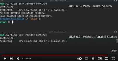 Parallel Search Speeds Up Time Travel Debugging by 4x